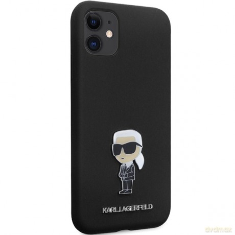 Karl Lagerfeld nakładka do iPhone 11 KLHCN61SMHKNPK czarna HC Silicone Ikonik Metal Pin