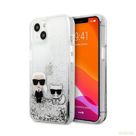 Karl Lagerfeld nakładka do iPhone 13 Pro Max 6,7'' KLHCP13XGKCS srebrne hard case Liquid Glitter Karl&Choupette