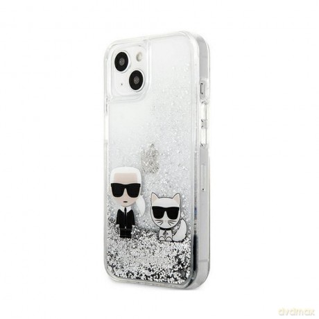 Karl Lagerfeld nakładka do iPhone 13 Pro Max 6,7'' KLHCP13XGKCS srebrne hard case Liquid Glitter Karl&Choupette