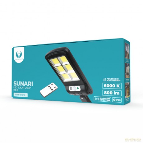 Lampa solarna LED SUNARI FLS-01 6*COB PIR 10W 800lm 6000K 2400mAh Li-Ion + pilot Forever Light