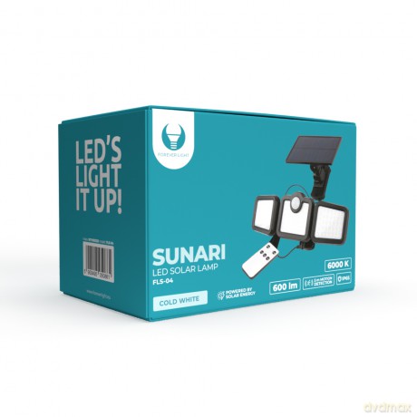 Lampa solarna LED SUNARI FLS-04 108*SMD PIR 8W 600lm 6000K 2400mAh Li-Ion Forever Light