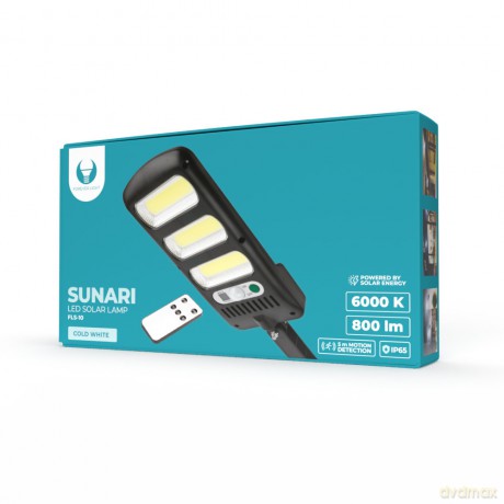 Lampa solarna LED SUNARI FLS-10 COB PIR 10W 800lm 6000K 1800mAh Li-Ion + pilot Forever Light