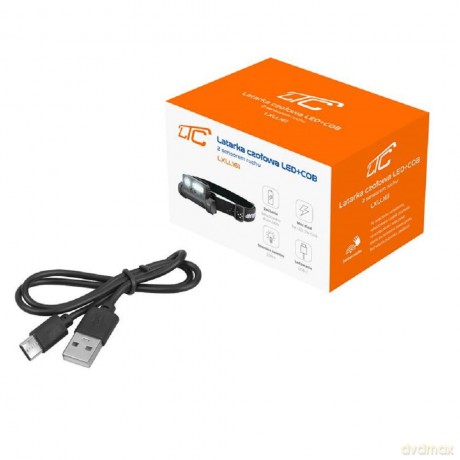 Latarka czołowa LED 3W + COB 2W, czujnik ruchu, 1200mAh, ładowanie USB