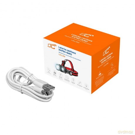 Latarka czołowa XHP50 LED + 10 SMD LED, 1000lm, 1800mAh, ładowanie USB, Zoom