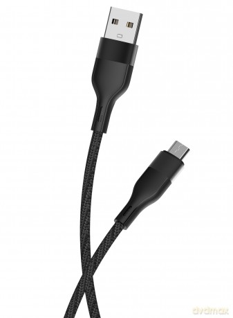 Maxlife kabel MXUC-07 USB - microUSB 1,0 m 2,4A czarny nylonowy