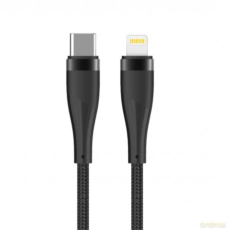 Maxlife kabel MXUC-08 USB-C - Lightning 1,0 m 27W czarny nylonowy