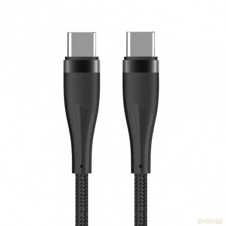 Maxlife kabel MXUC-08 USB-C - USB-C 1,0 m 60W czarny nylonowy