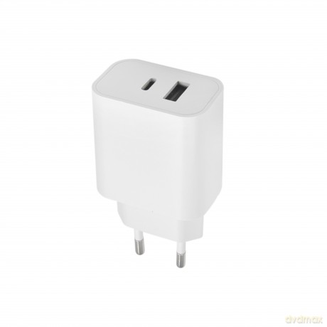 Maxlife ładowarka sieciowa PD QC MXTC-06 1x USB-C 1x USB 20W biała