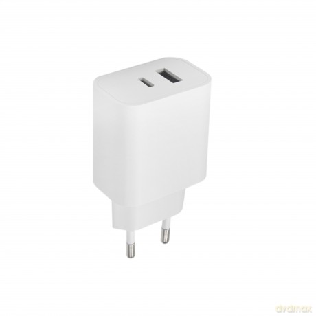 Maxlife ładowarka sieciowa PD QC MXTC-06 1x USB-C 1x USB 20W biała