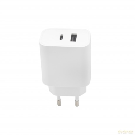 Maxlife ładowarka sieciowa PD QC MXTC-06 1x USB-C 1x USB 20W biała