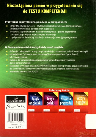 Kompendium szóstoklasisty. Matematyka - Łukasz Badowski, Agnieszka Chmielecka, Artur Trajnerowicz, Ewa i Krzysztof Werne [KSIĄŻKA]