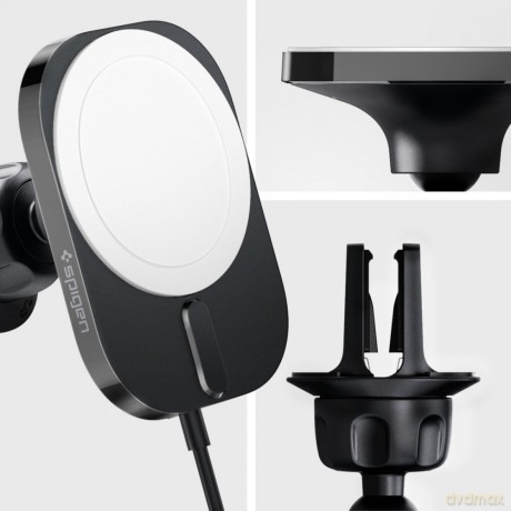 Spigen uchwyt samochodowy z ładowarką ITM12W Onetap Pro 3 Magnetic Magsafe Vent Car Mount Wireless Charger black