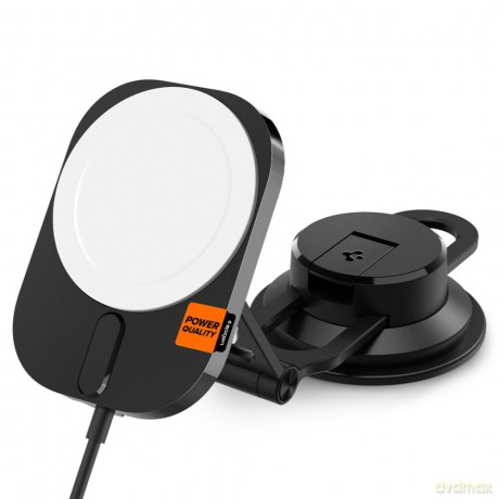 Spigen uchwyt samochodowy z ładowarką ITM35W Onetap Pro 3 Magnetic Magsafe Dashboard Car Mount Wireless Charger black