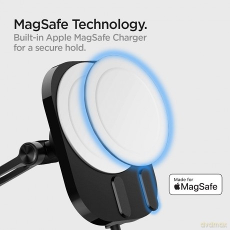 Spigen uchwyt samochodowy z ładowarką ITM35W Onetap Pro 3 Magnetic Magsafe Dashboard Car Mount Wireless Charger black