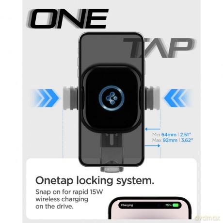 Spigen uchwyt samochodowy z ładowarką UTS12W Onetap Universal Vent Car Mount Wireless Charger black