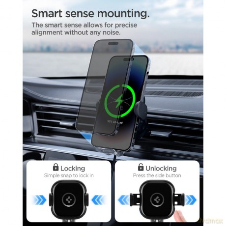 Spigen uchwyt samochodowy z ładowarką UTS12W Onetap Universal Vent Car Mount Wireless Charger black
