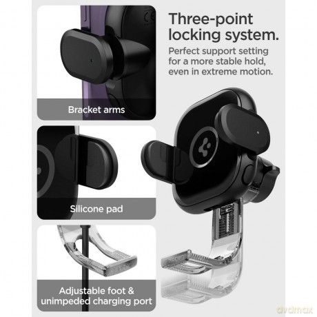 Spigen uchwyt samochodowy z ładowarką UTS12W Onetap Universal Vent Car Mount Wireless Charger black