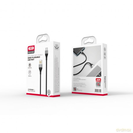 XO kabel NB188 USB - USB-C 2.4A 1,0m szary dwustronne USB
