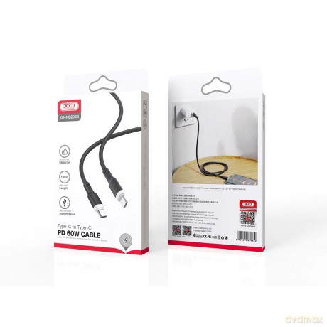 XO kabel NB208B PD USB-C - USB-C 1,0m 60W czarny