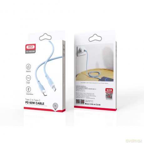 XO kabel NB208B PD USB-C - USB-C 1,0m 60W niebieski