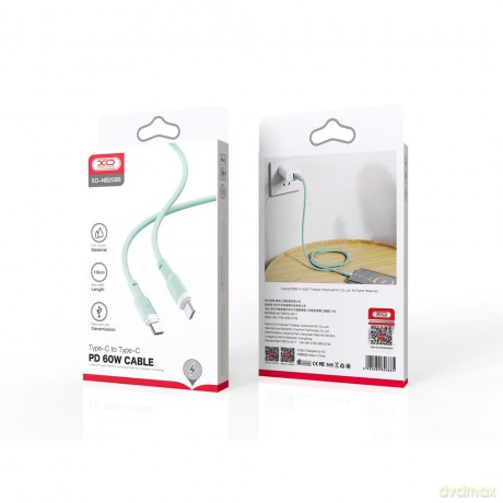 XO kabel NB208B PD USB-C - USB-C 1,0m 60W zielony