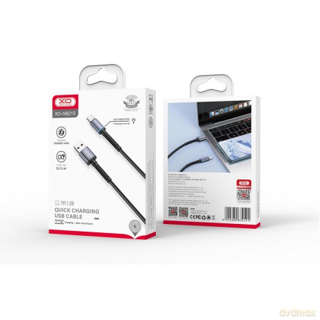 XO kabel NB215 USB - USB-C 1,0 m 2,4A czarny