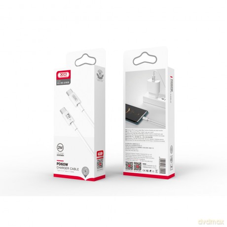 XO kabel NB-Q190B PD USB-C - USB-C 2,0m 60W biały