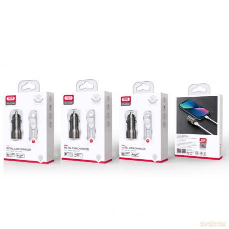 XO ładowarka samochodowa CC48 2x USB 2,4A szara + kabel microUSB