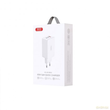 XO ładowarka sieciowa CE13 PD QC 3.0 65W 1x USB 2x USB-C biała