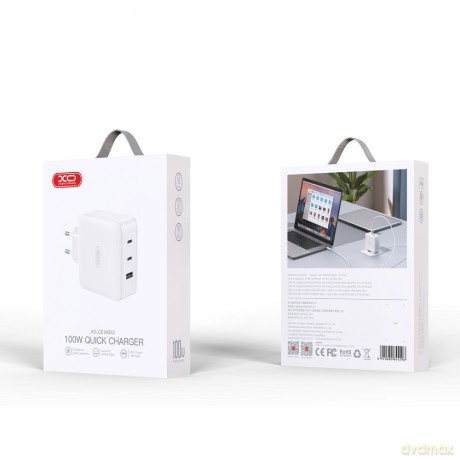 XO ładowarka sieciowa CE14 PD QC 3.0 100W 1x USB 2x USB-C biała