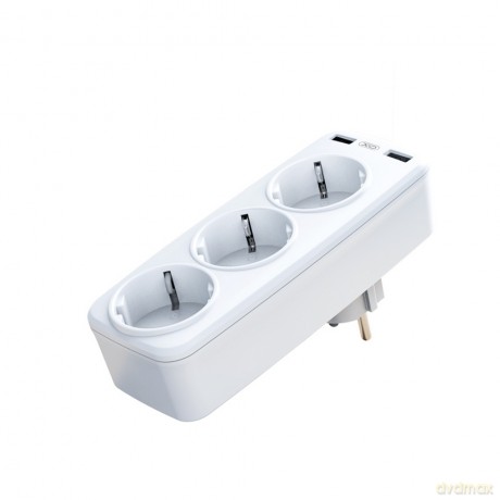 XO ładowarka sieciowa z rozdzielaczem gniazda WL08 2,4 A 2x USB biała 16A 4000W MAX