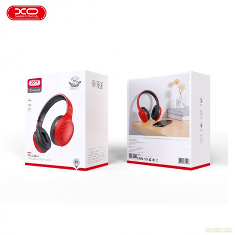 XO Słuchawki Bluetooth BE35 czerwono-czarne nauszne