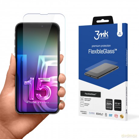 Szkło hybrydowe dp Apple iPhone 15 - 3mk FlexibleGlass