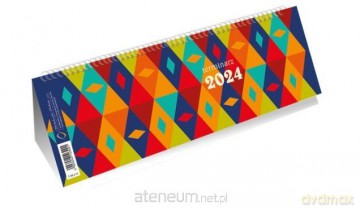 Kalendarz 2024 poziomy ze spiralką wzory [KALENDARZ]