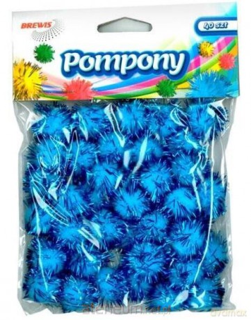 Pompony metaliczne niebieskie 2cm