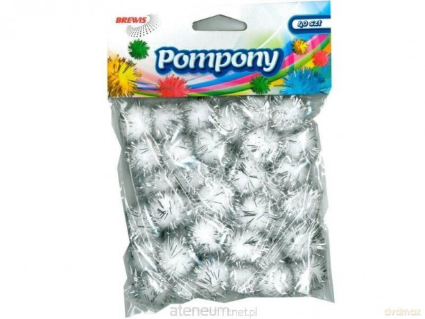 Pompony metaliczne srebrne 2cm