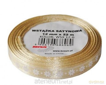 Wstążka satynowa z motywem świątecznym 12mmx22m