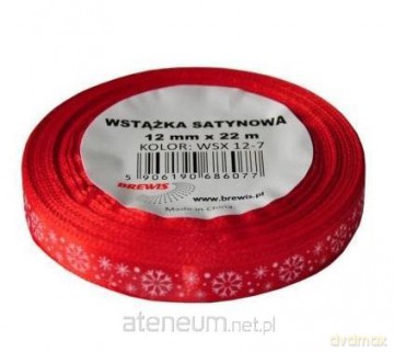 Wstążka satynowa z motywem świątecznym 12mmx22m