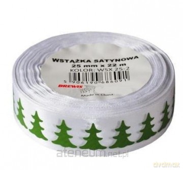 Wstążka satynowa z motywem świątecznym 25mmx22m