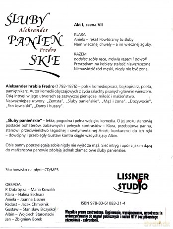 Śluby panieńskie - Aleksander Fredro (digibook) [CD]