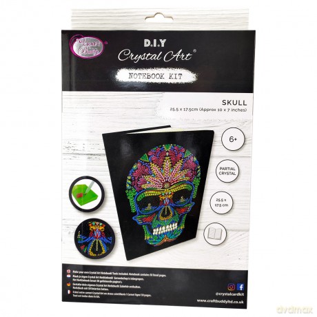 CRAFT BUDDY Crystal Art Kolorowa czaszka notes, zestaw kreatywny