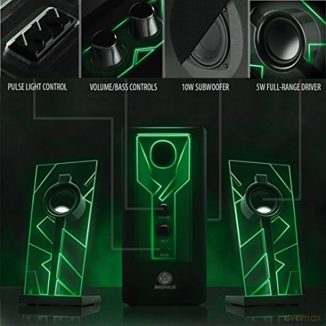 Go Groove: GOgroove Bass PULSE 2.1 Speakers (Green)