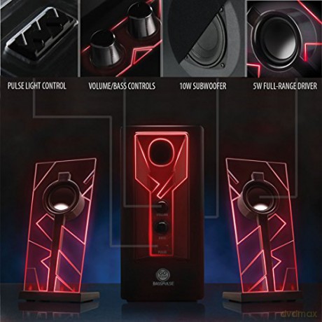 Go Groove: GOgroove Bass PULSE 2.1 Speakers (Red)
