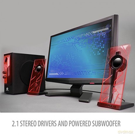 Go Groove: GOgroove Bass PULSE 2.1 Speakers (Red)