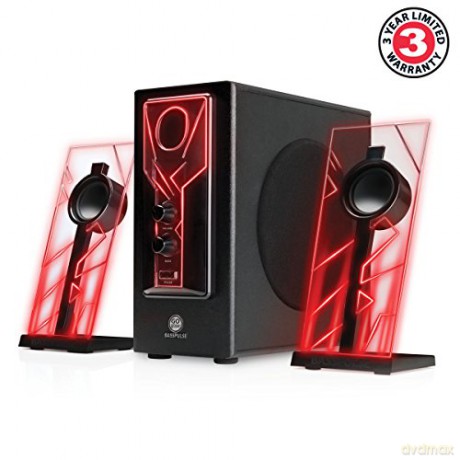 Go Groove: GOgroove Bass PULSE 2.1 Speakers (Red)