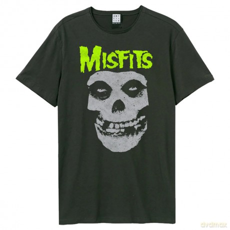 Misfits: Misfits Neon Skull Amplified Vintage Charcoal Xx Large T Shirt