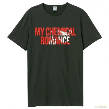 My Chemical Romance: My Chemical Romance Blood Splatter Logo Amplified Vintage Charcoal Large T Shirt