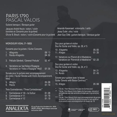 Pascal Valois: Paris 1790: The Music Of Monsieur Vidal [CD]