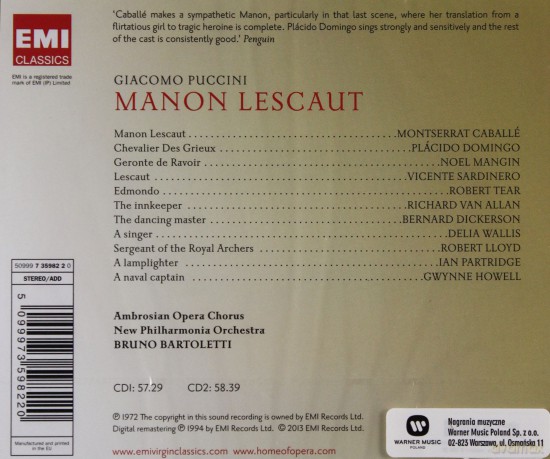Placido Domingo: Manon Lescaut [2CD]