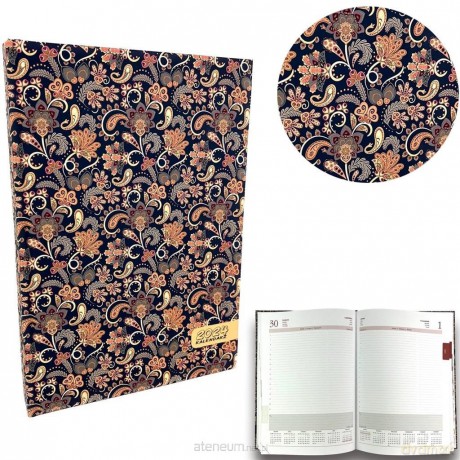 Kalendarz 2024 A4 dzienny soft touch Paisley Blue [KALENDARZ]